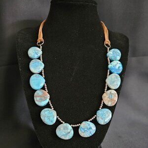 Hand Crafted Heart-Shape Crazy Lace Agate Necklace